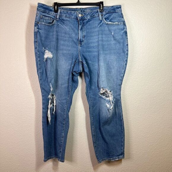 Old Navy Womens O.G Straight Jeans High Rise Secret Slim Distressed Blue Size 20 - Picture 1 of 7